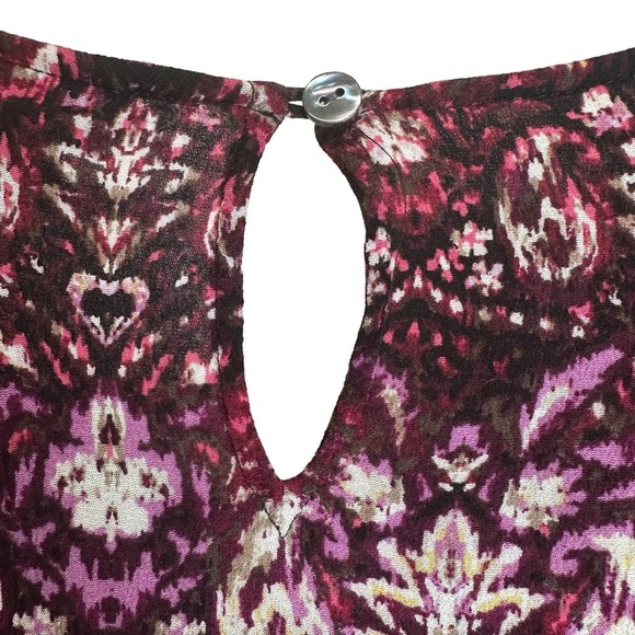 J. Jill Smocked Tunic Blouse Abstract Print Purple Long Sleeve size SMALL - Picture 7 of 9